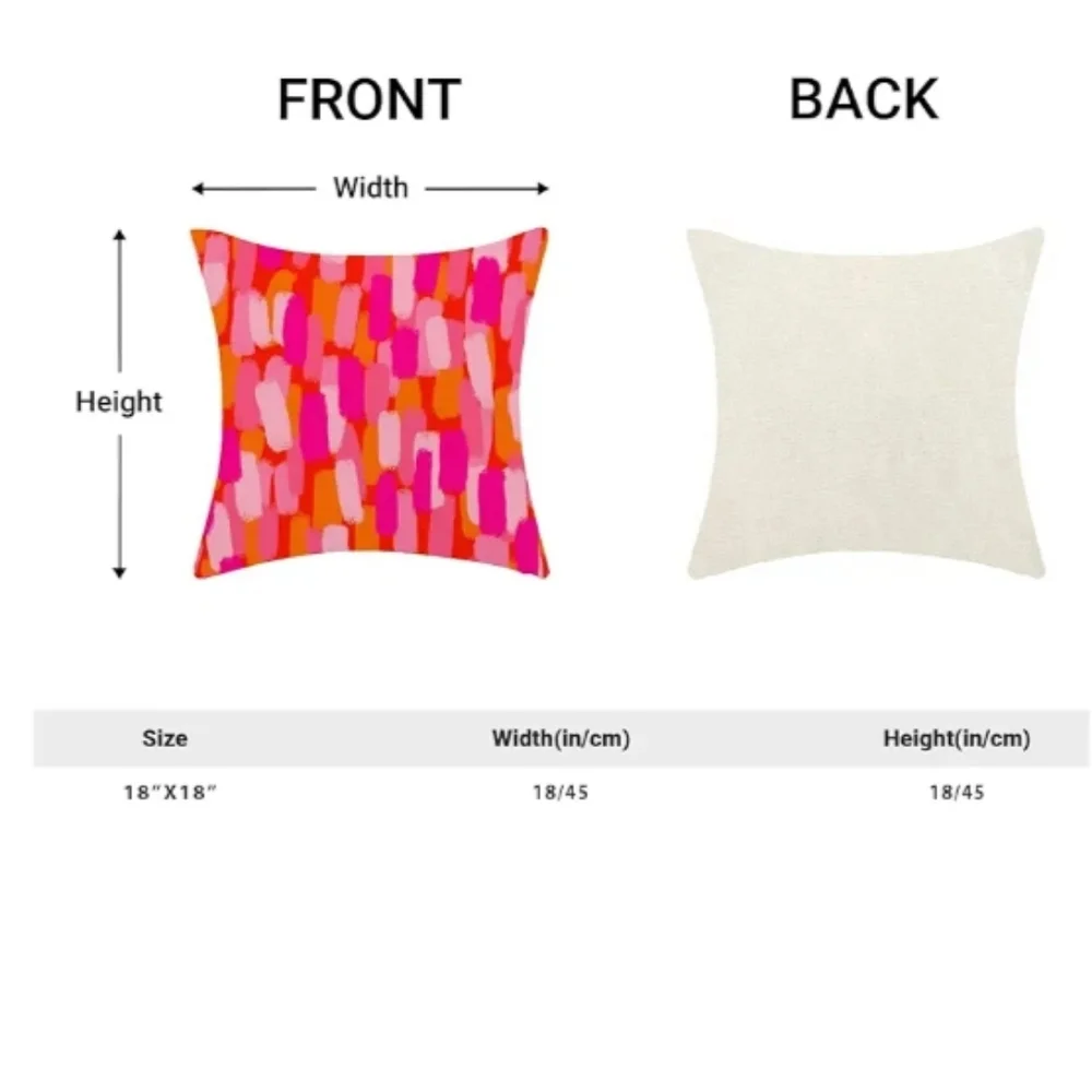 Hot Pink Orange Paint Brush Pillow Covers 18 x 18 Inch‎ Set of 2